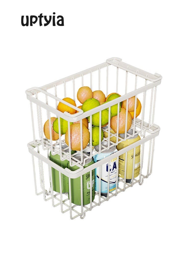 أوبتيا صناديق تنظيم الفريزر، عبوة من 2 قطعة، سلال فريزر قابلة للتكديس، لتصنيف اللحوم والأطعمة المجمدة - صناديق تنظيم الفريزر العميق مع مقابض للفريزر العمودي والصندوقي (أبيض) - Image 2